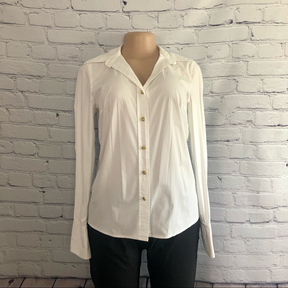 Michael Kors White Long Sleeve Button Down Shirt